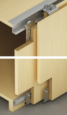 Комплект фурнитуры Slido Classic 35 VF S на 2 двери, нижний профиль в торец нижней панели